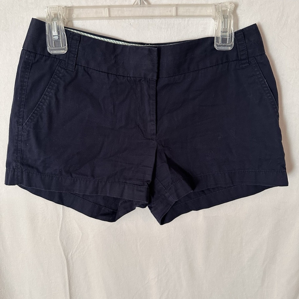 J.CREW Women's Navy Blue Chino 100% Cotton Broken In Shorts Size 4 Festival rave